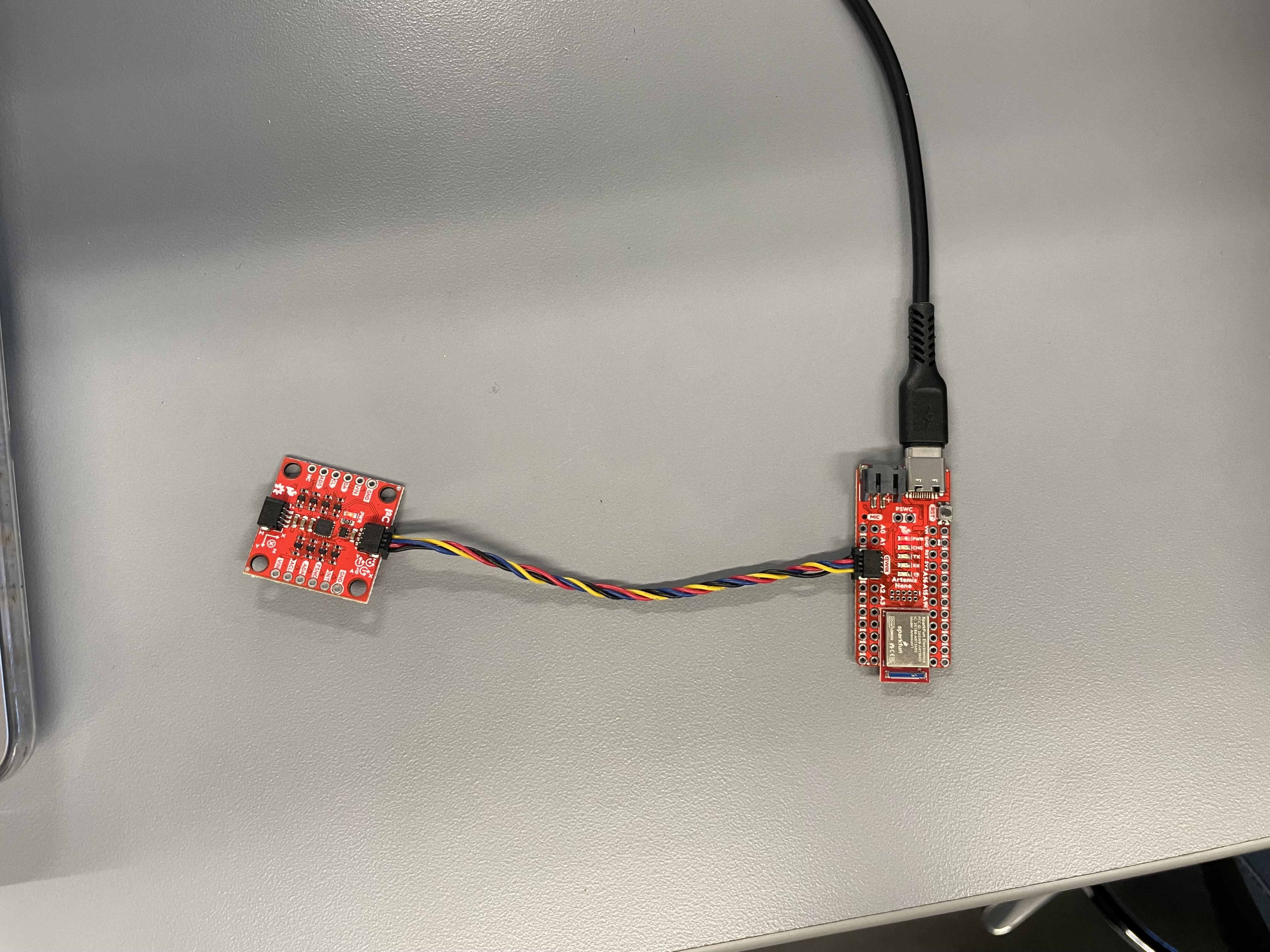 Artemis ↔ ICM-20948 QWIIC wiring close-up