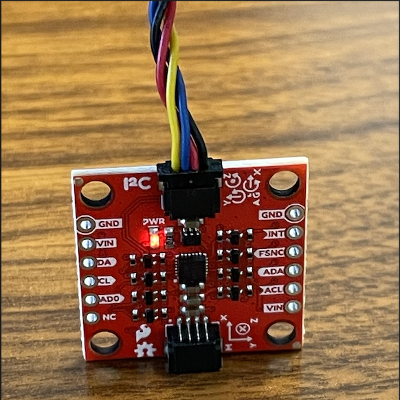 IMU held at ~90 degrees with corresponding output visible