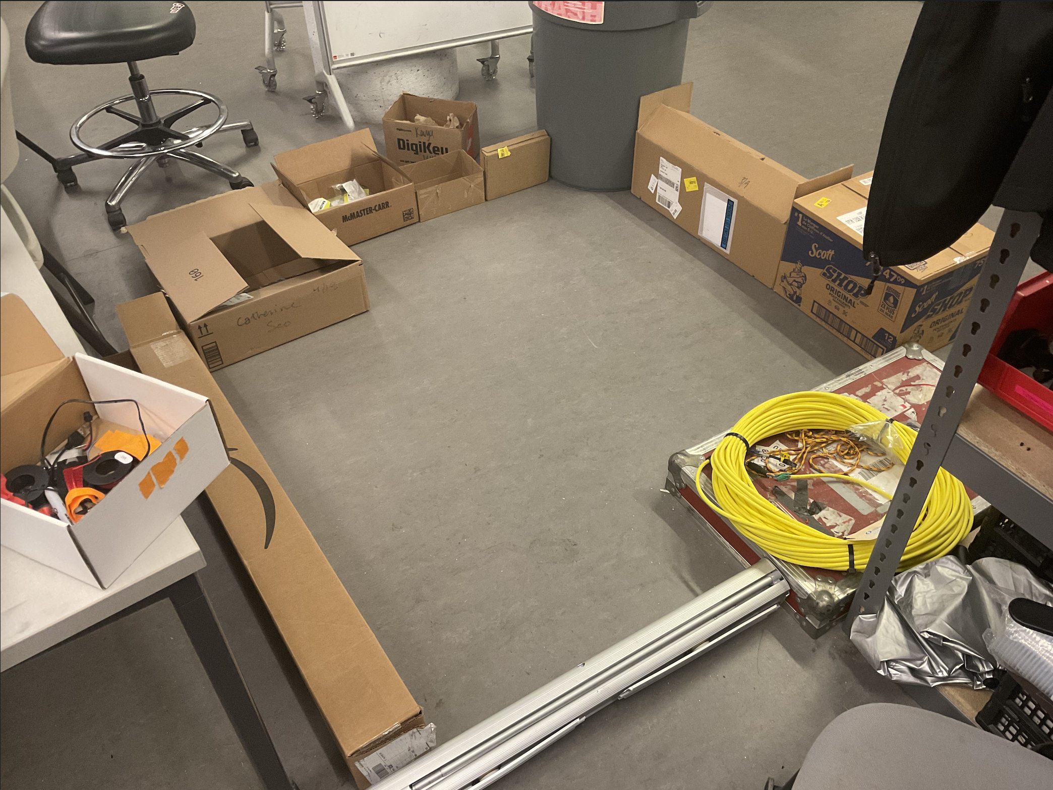 Photo of the cardboard-box mapping environment